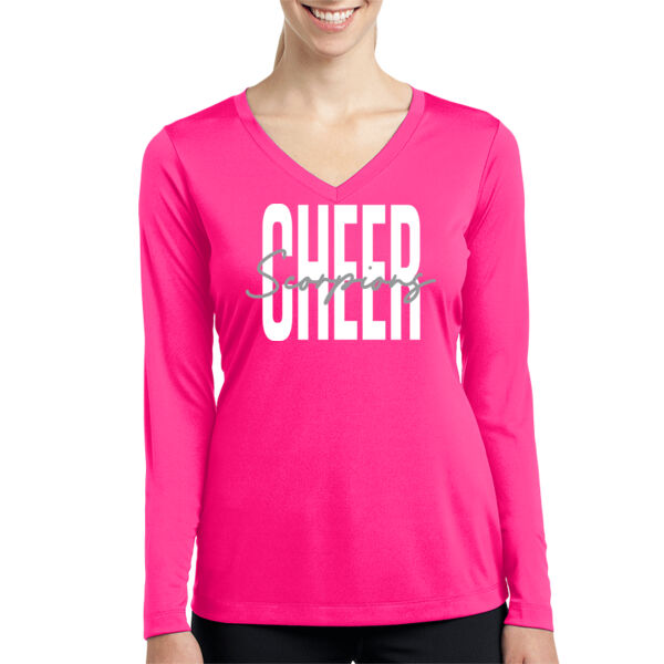 STING 'EM CHEER PINK OCTOBER - Ladies Dry-fit V-Neck Long Sleeve T-Shirt  Thumbnail
